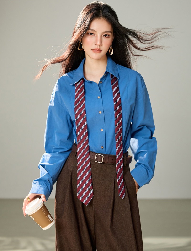 Cotton with tie wear retro shirt