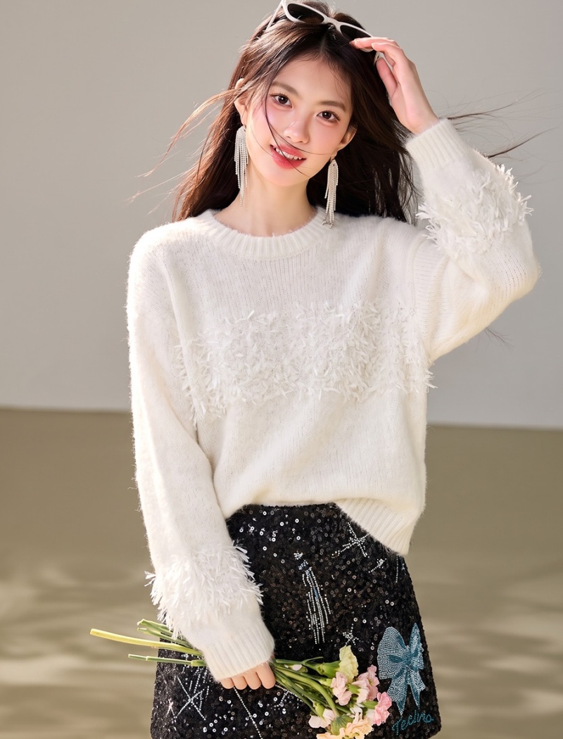 France style commuting all-match pink autumn sweater