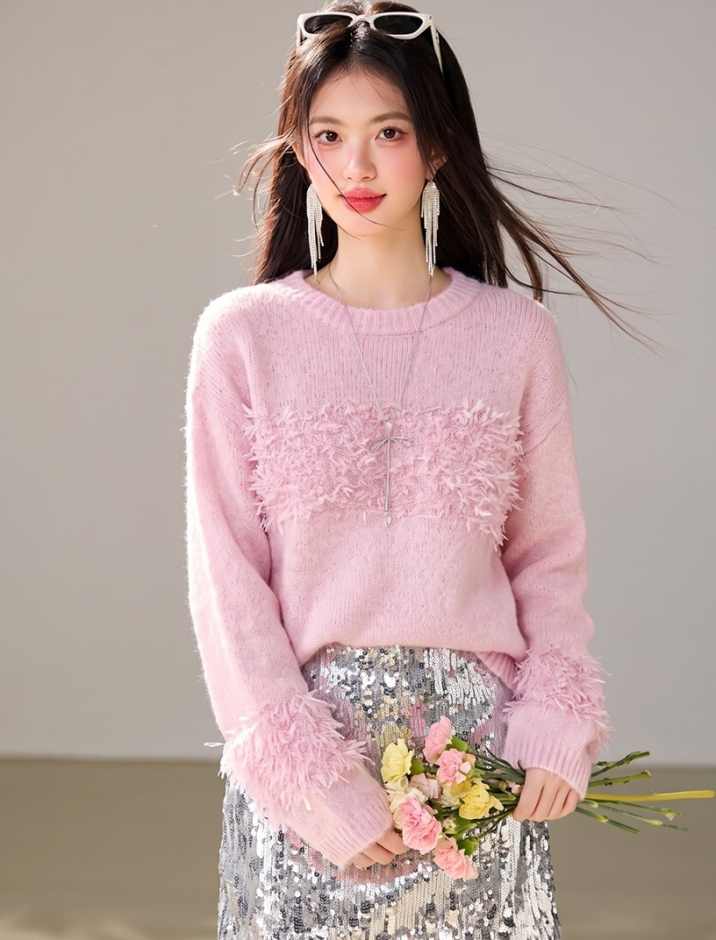 France style commuting all-match pink autumn sweater - Image 4