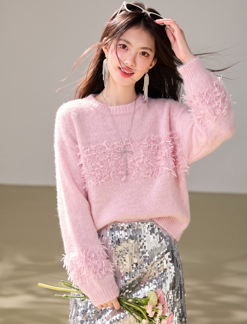 France style commuting all-match pink autumn sweater - Image 5