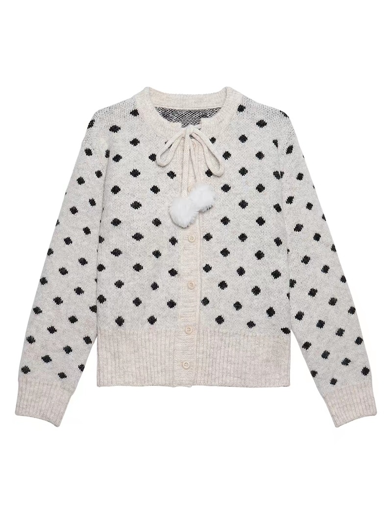 Polka dot knitted tops thermal round neck sweater - Image 6