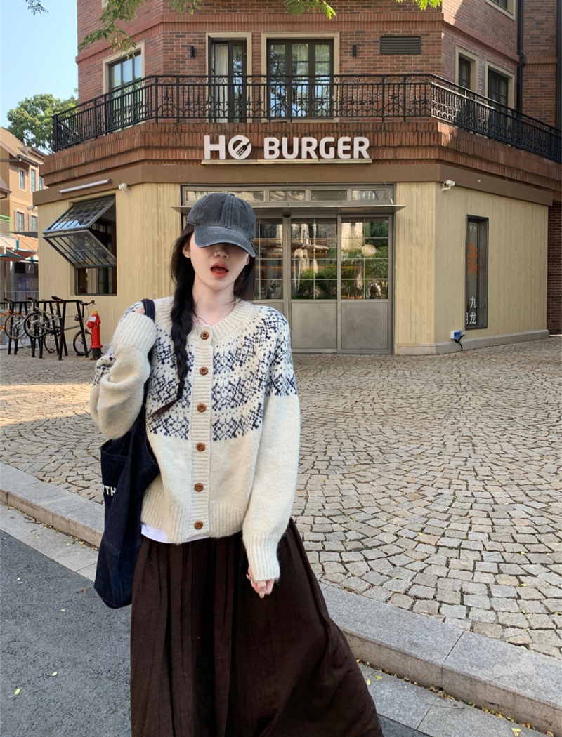 Bottoming inside the ride cardigan jacquard coat for women - Image 5