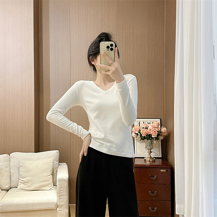 V-neck T-shirt long sleeve bottoming shirt for women - Image 5