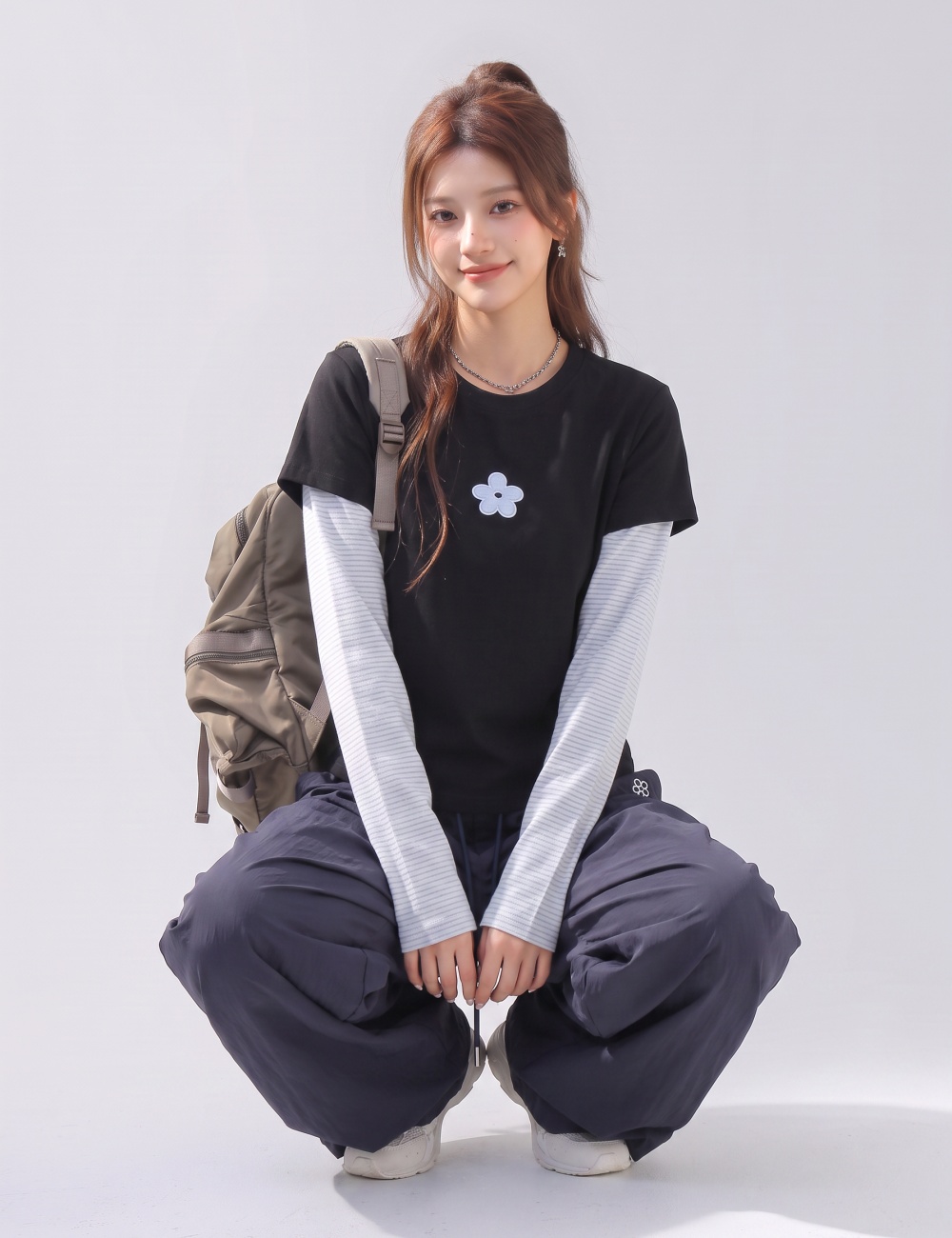 Embroidery T-shirt spring and autumn tops for women - Image 3