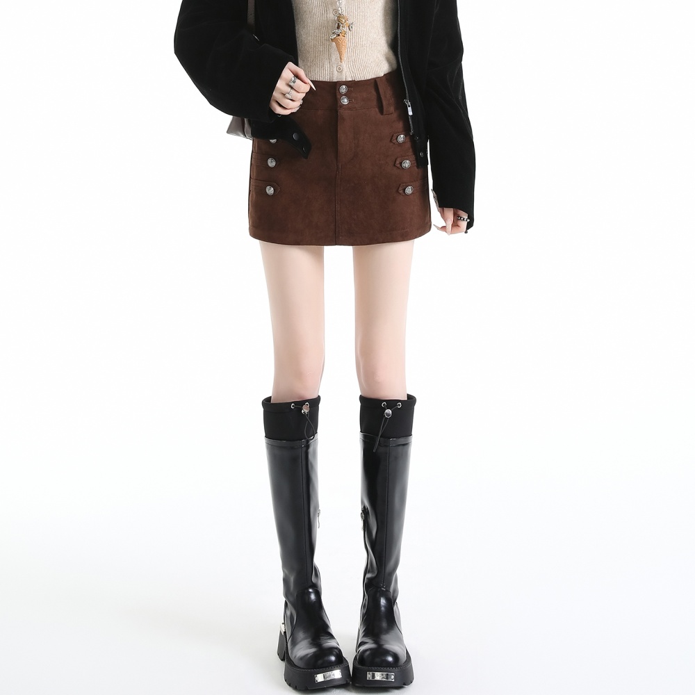 High waist culottes leather cashmere skirt for women - Image 4