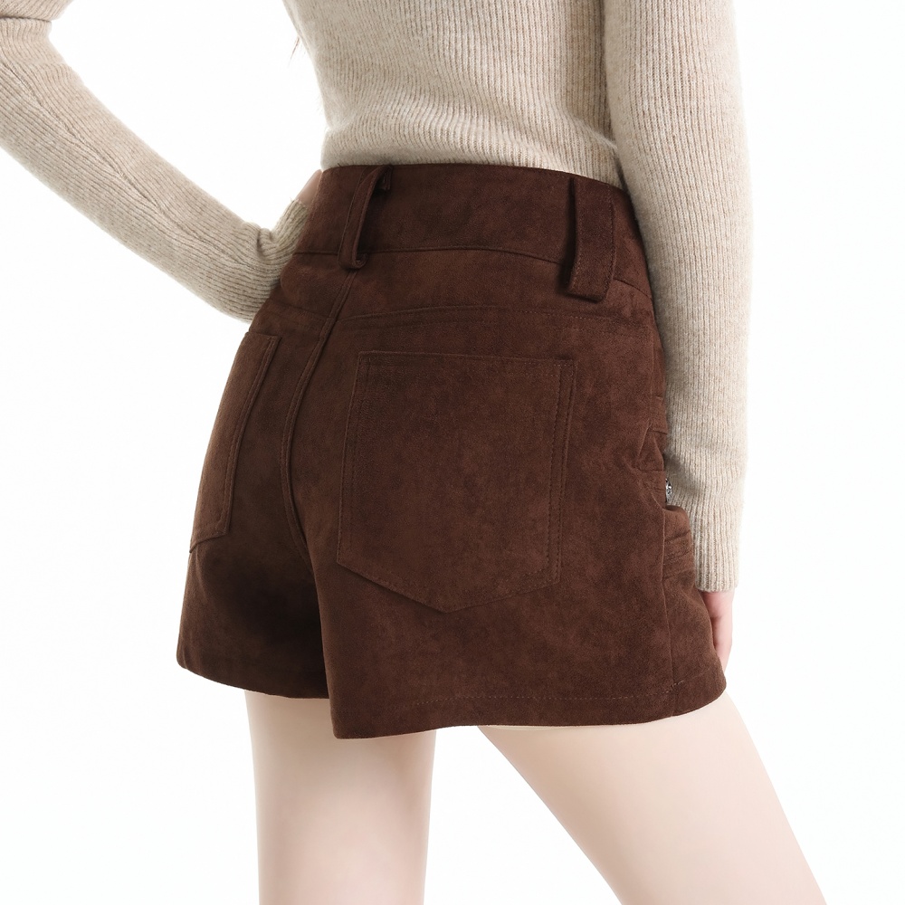 High waist culottes leather cashmere skirt for women - Image 6