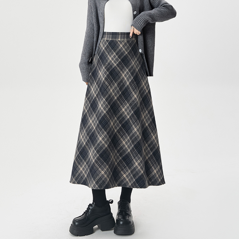 Slim long retro spring and autumn A-line skirt for women
