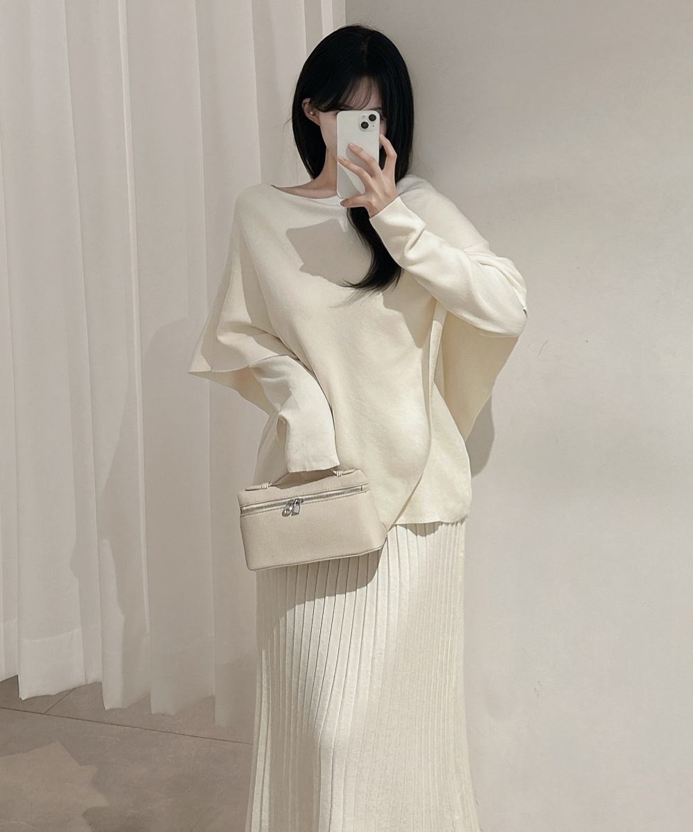 High waist knitted tops slim Korean style cloak 2pcs set - Image 5