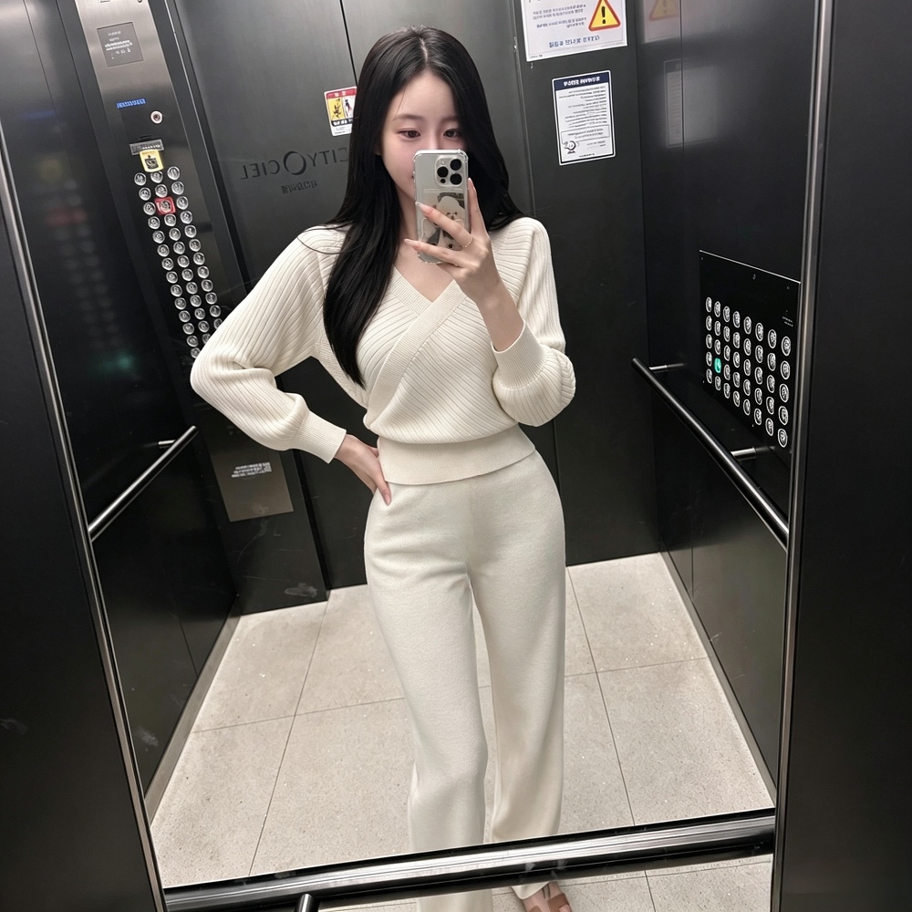 Sexy straight long pants cross France style tops 2pcs set - Image 6