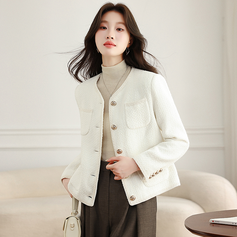 Short coarse flower coat small fellow tops for women - Image 3