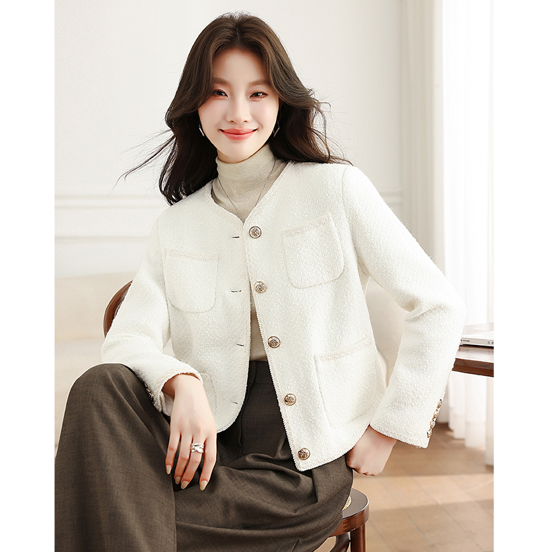 Short coarse flower coat small fellow tops for women - Image 4