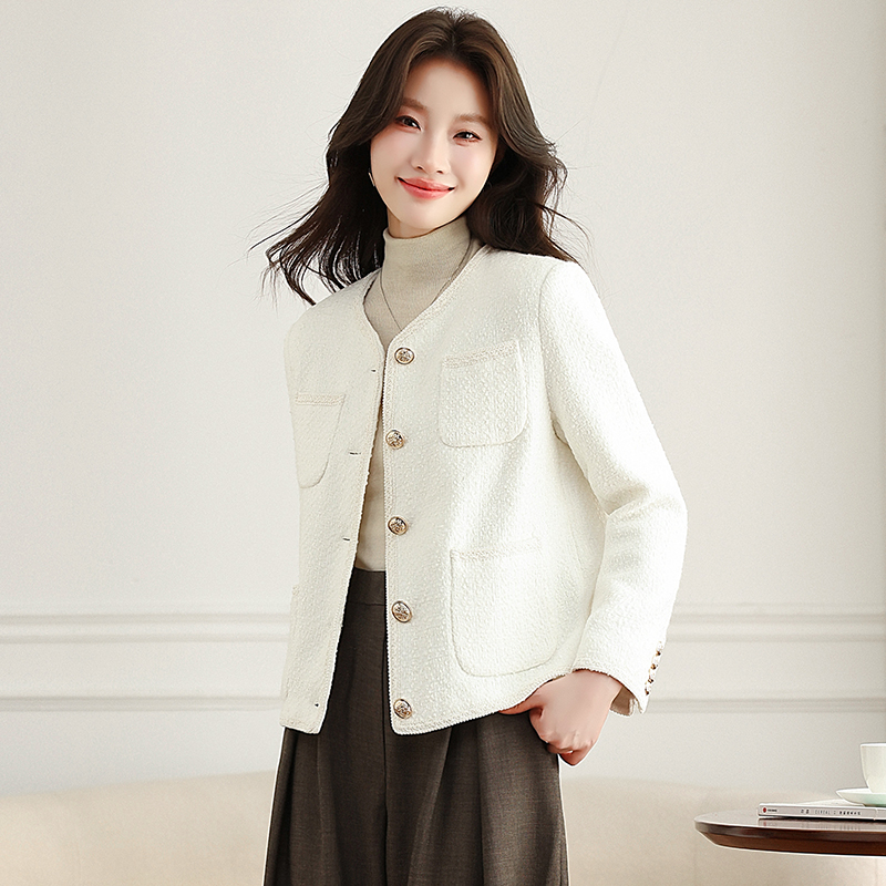 Short coarse flower coat small fellow tops for women - Image 5