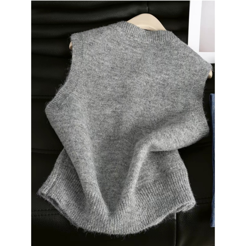 Niche knitted cardigan sleeveless waistcoat for women - Image 4