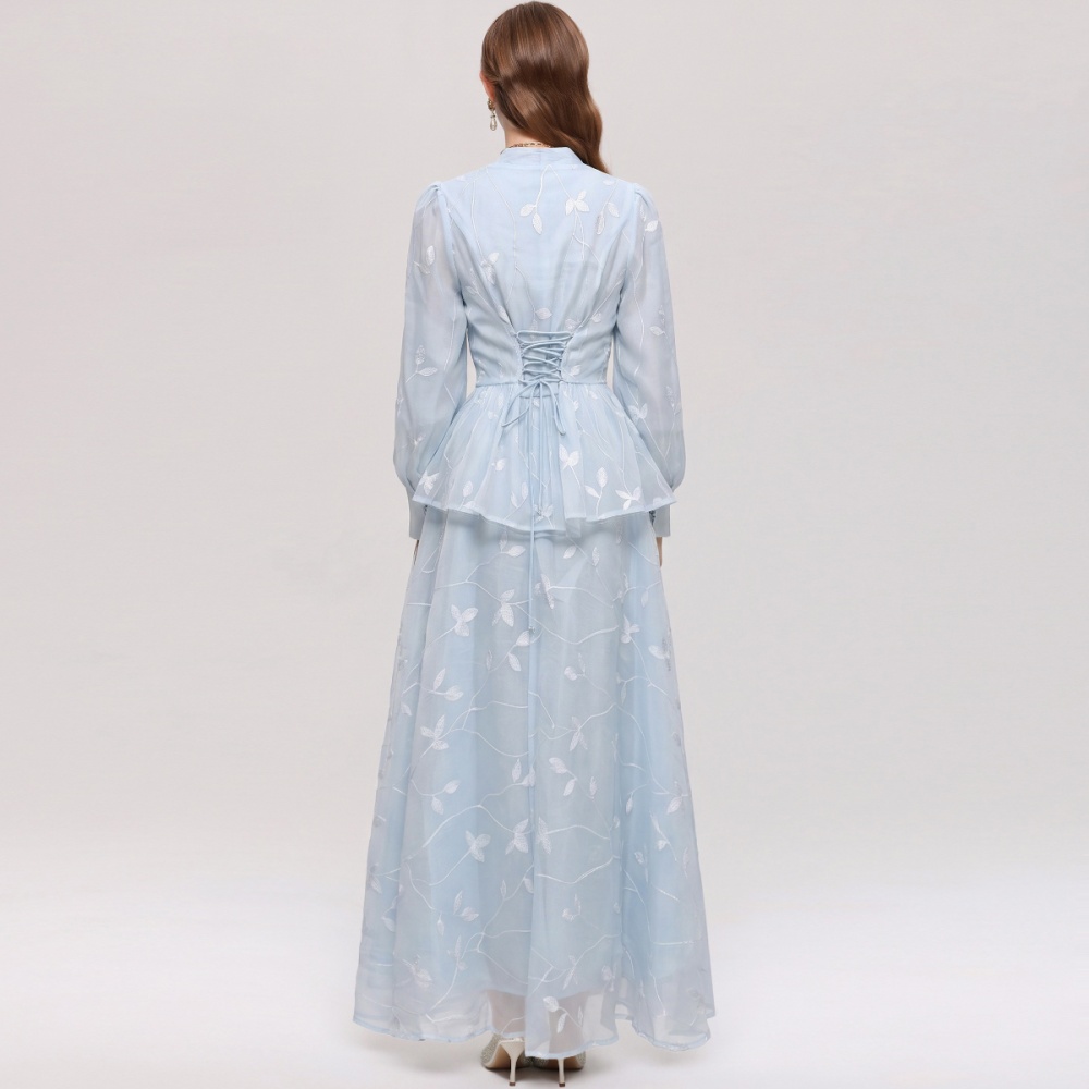 Long sleeve V-neck big skirt skirt a set - Image 4