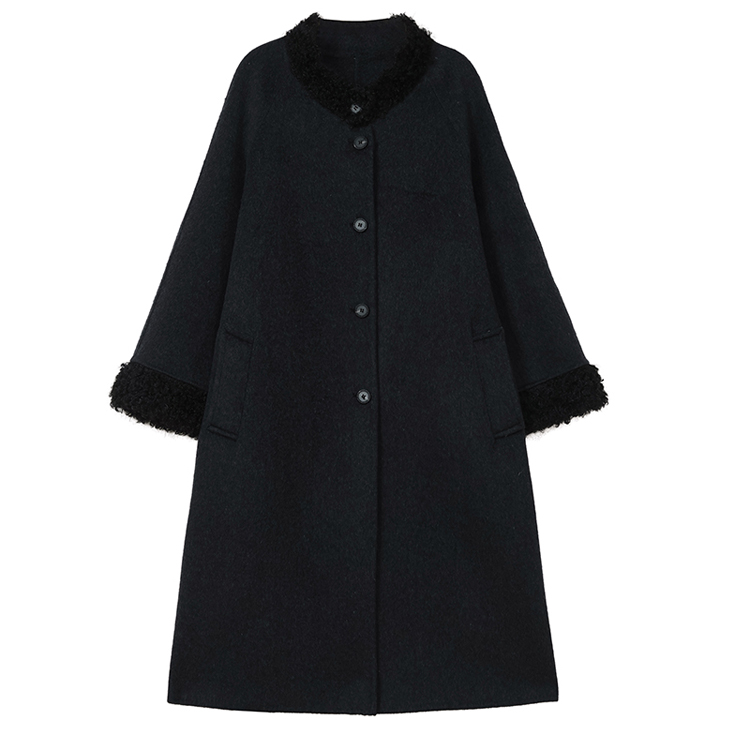 Slim Korean style temperament frenum long splice overcoat - Image 3