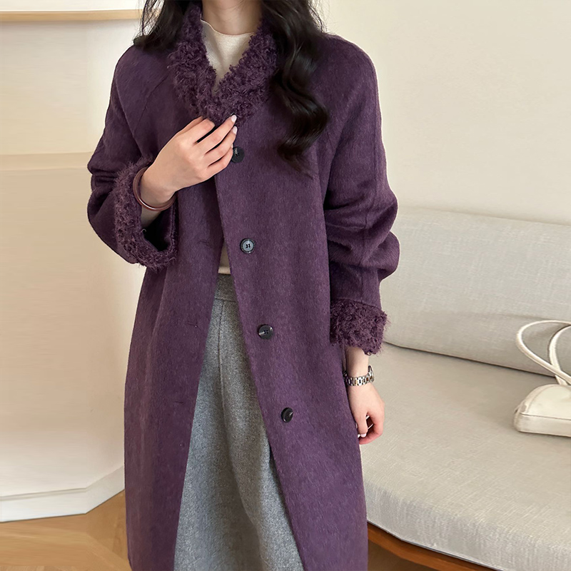 Slim Korean style temperament frenum long splice overcoat - Image 4