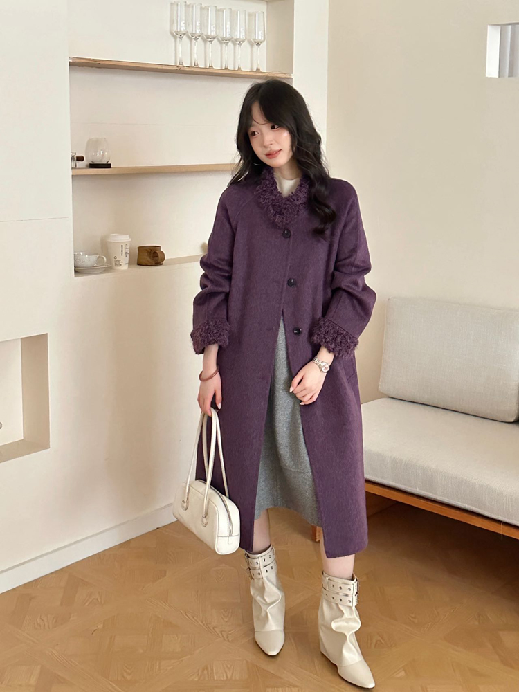 Slim Korean style temperament frenum long splice overcoat - Image 5