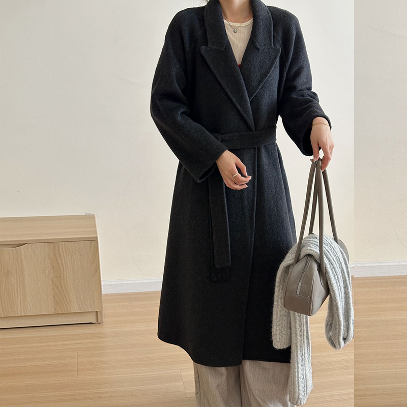 Exceed knee long two-sided wool coat winter woolen slim woolen coat