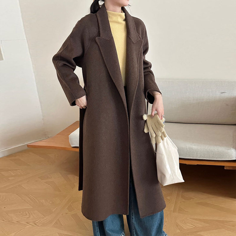 Exceed knee long two-sided wool coat winter woolen slim woolen coat - Image 6