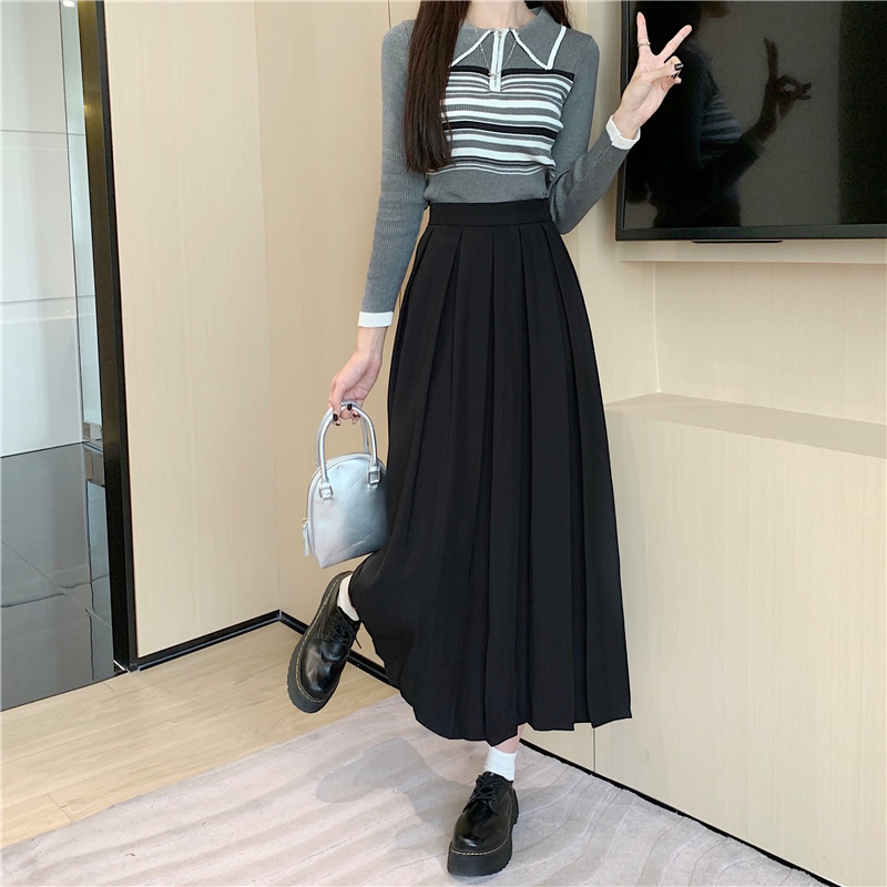 Autumn show young unique skirt fat summer pleated long dress - Image 5