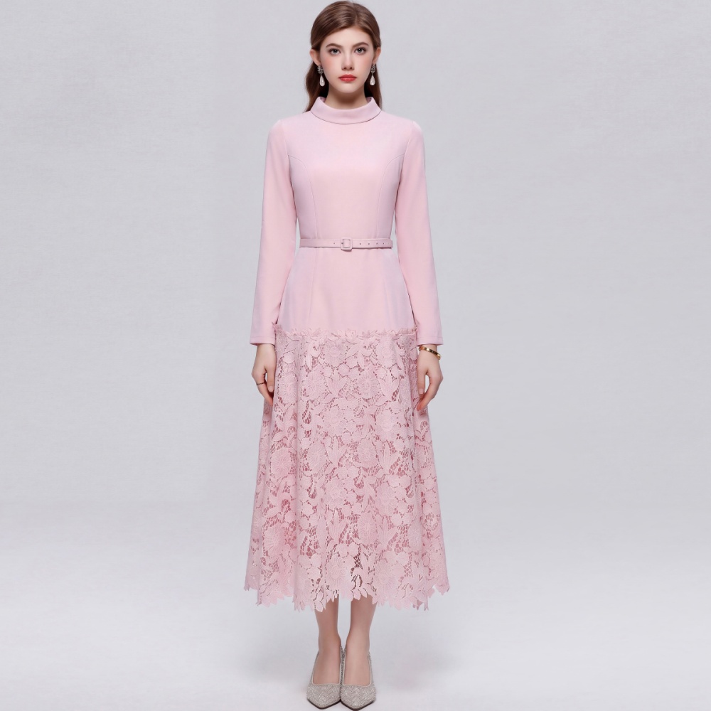 Slim pinched waist dress splice long dress for women - Image 3