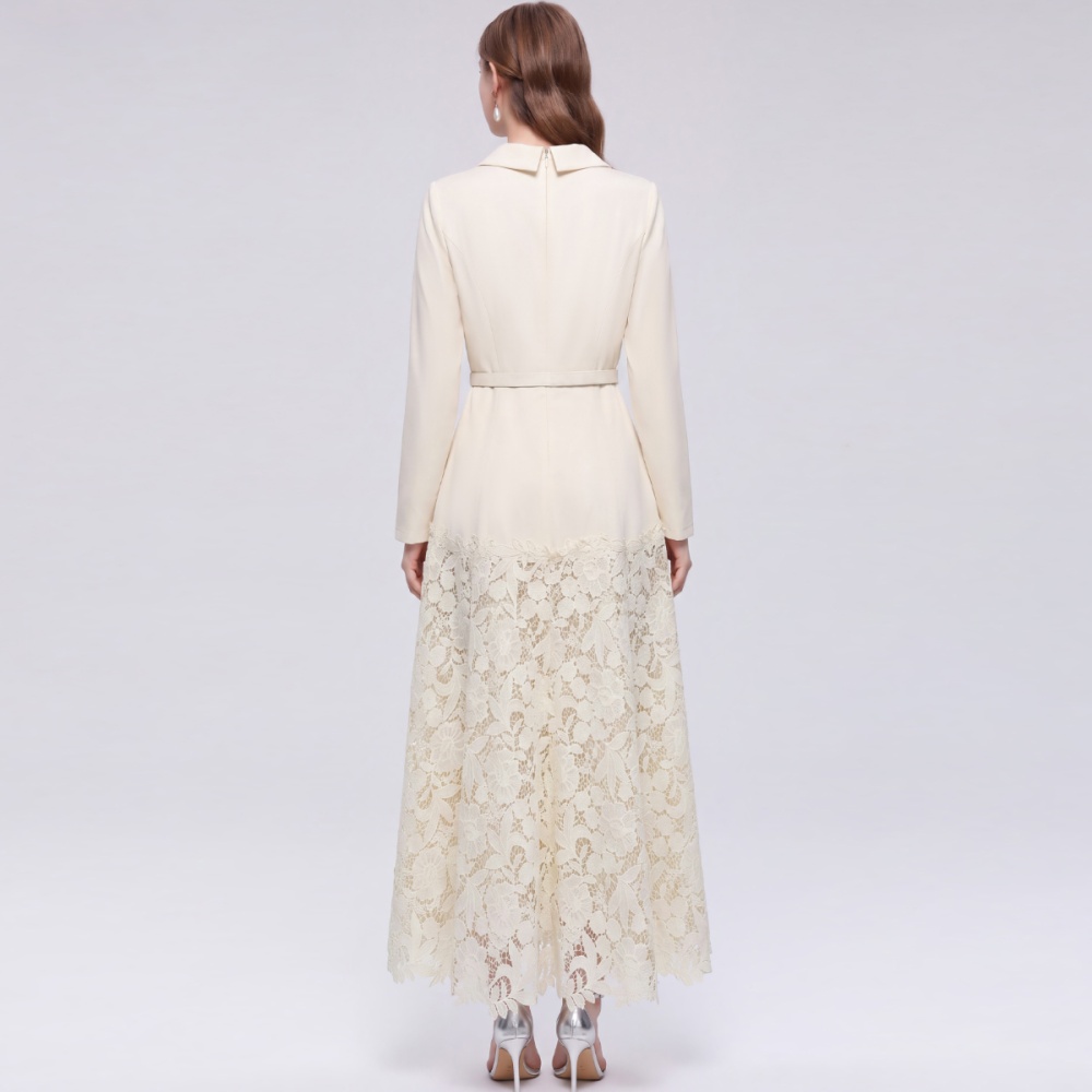 High waist with belt dress slim ladies long dress - Image 4