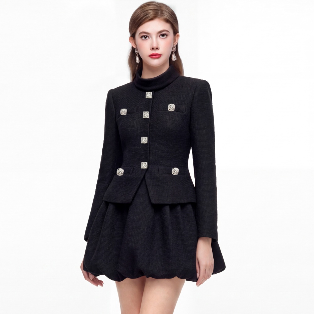 Retro dress cstand collar diamond formal dress