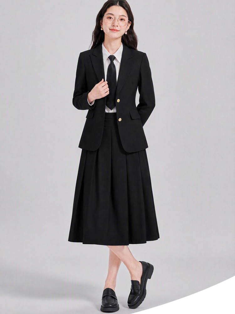 Profession gray skirt plaid work clothing a set - Image 2
