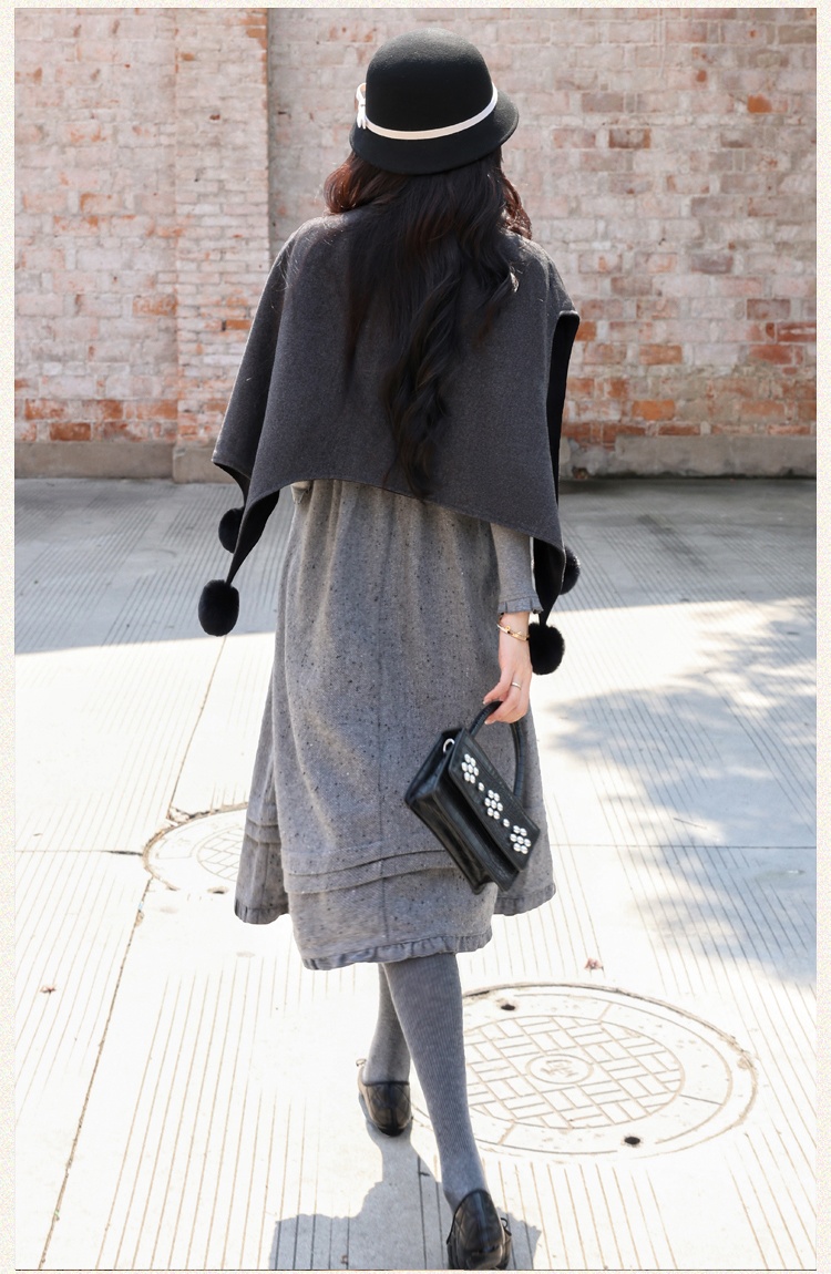Short irregular small fellow cloak sweet wear shawl 2pcs set - Image 5
