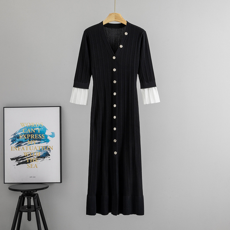 Long sleeve long dress knitted dress for women