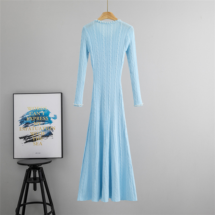 Knitted long sleeve cardigan France style sweater dress - Image 4