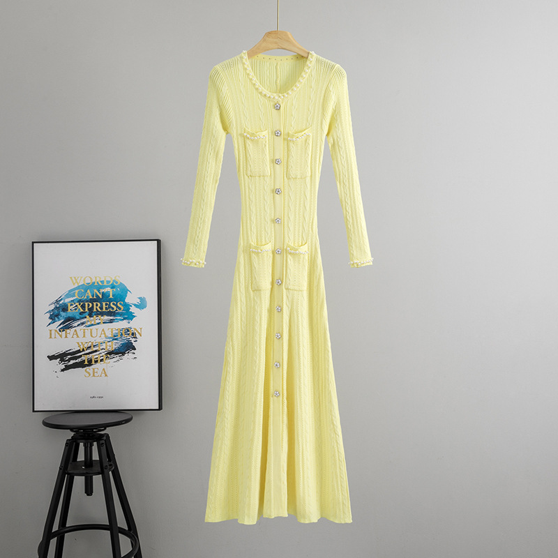 Knitted long sleeve cardigan France style sweater dress - Image 5