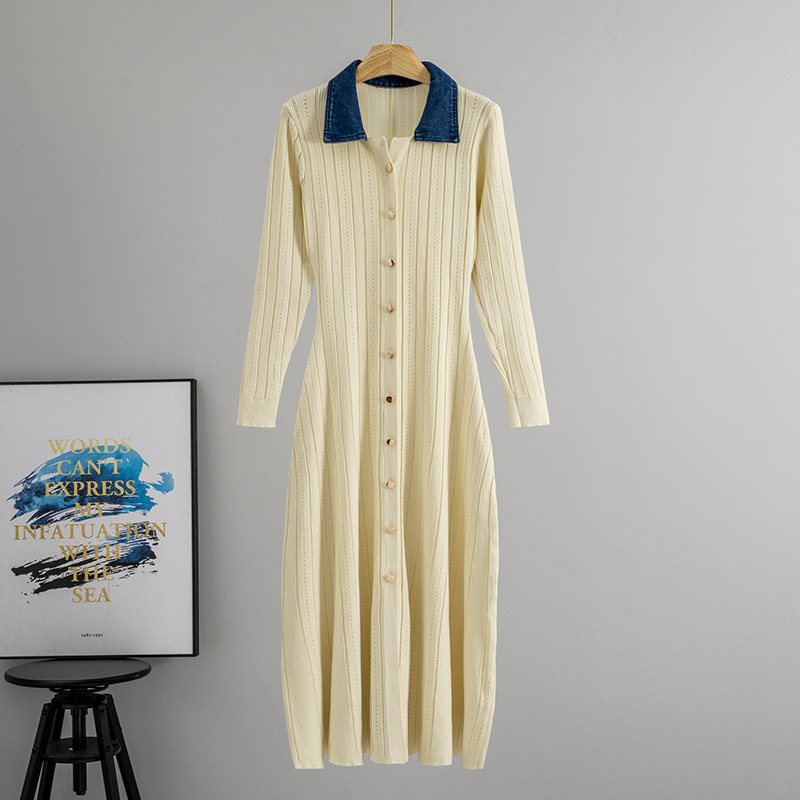 Big skirt denim long dress France style dress for women - Image 3