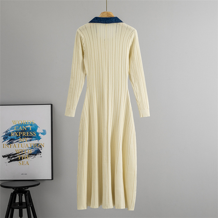 Big skirt denim long dress France style dress for women - Image 4
