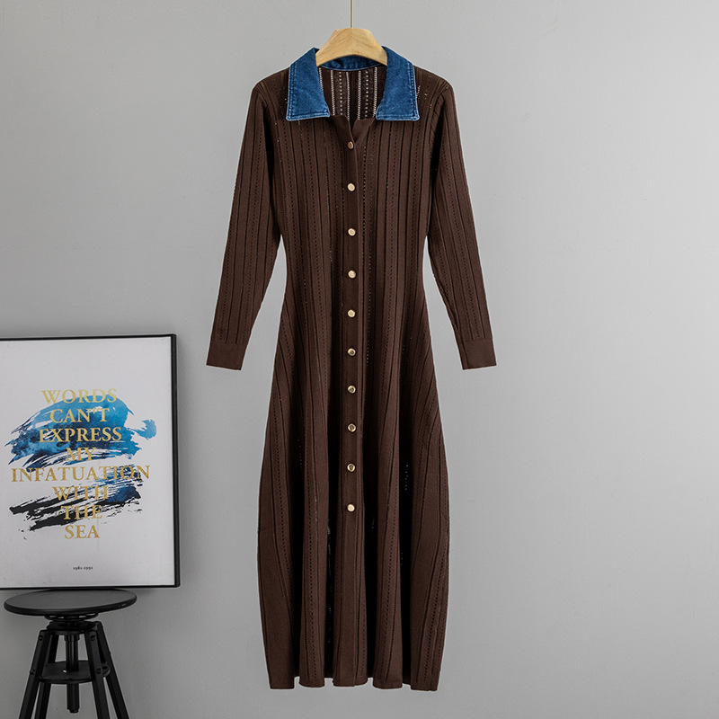 Big skirt denim long dress France style dress for women - Image 5