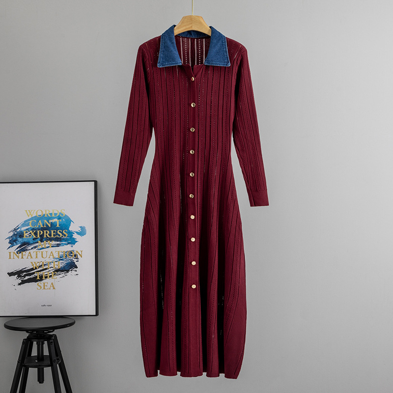 Big skirt denim long dress France style dress for women - Image 6