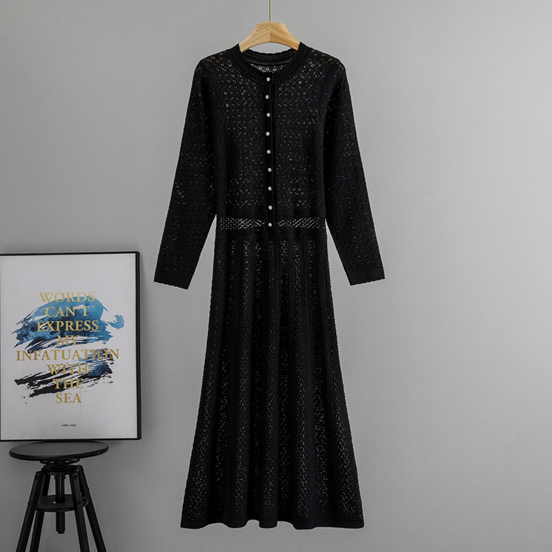 France style retro long sleeve long dress slim autumn dress