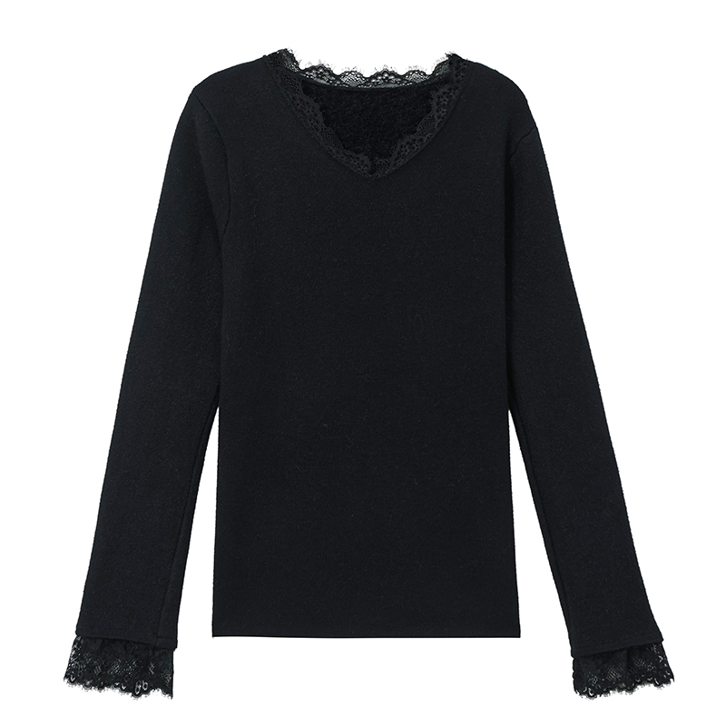 Hollow sweater plus velvet bottoming shirt for women