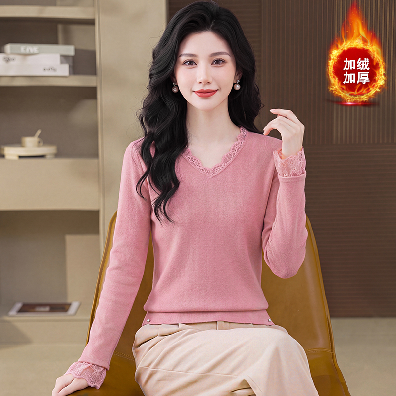 Hollow sweater plus velvet bottoming shirt for women - Image 4