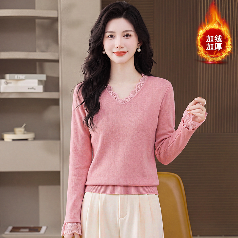 Hollow sweater plus velvet bottoming shirt for women - Image 5