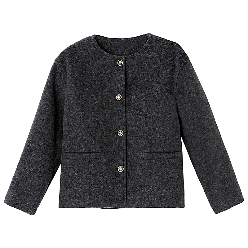 Small fellow woolen coat chanelstyle overcoat for women