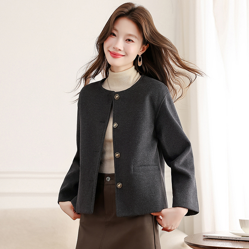 Small fellow woolen coat chanelstyle overcoat for women - Image 3