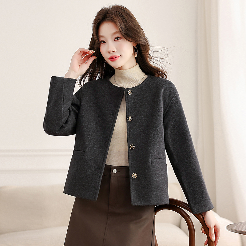 Small fellow woolen coat chanelstyle overcoat for women - Image 5