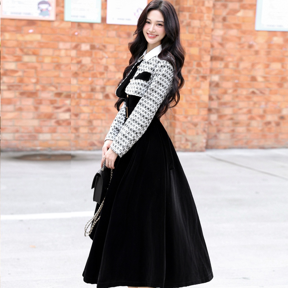 Autumn Pseudo-two long dress chanelstyle dress for women - Image 2