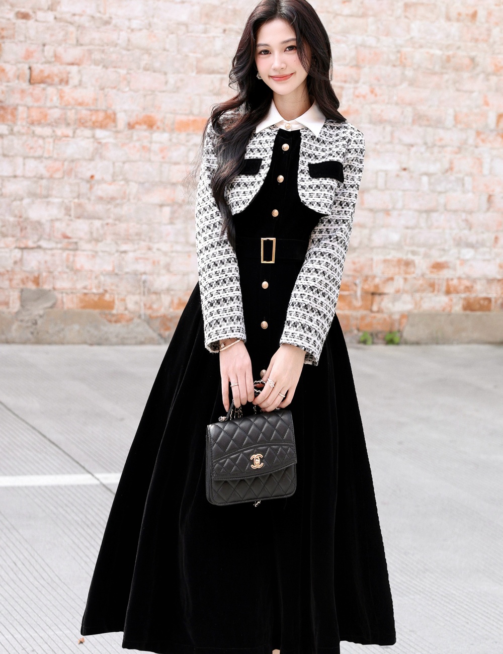 Autumn Pseudo-two long dress chanelstyle dress for women - Image 5