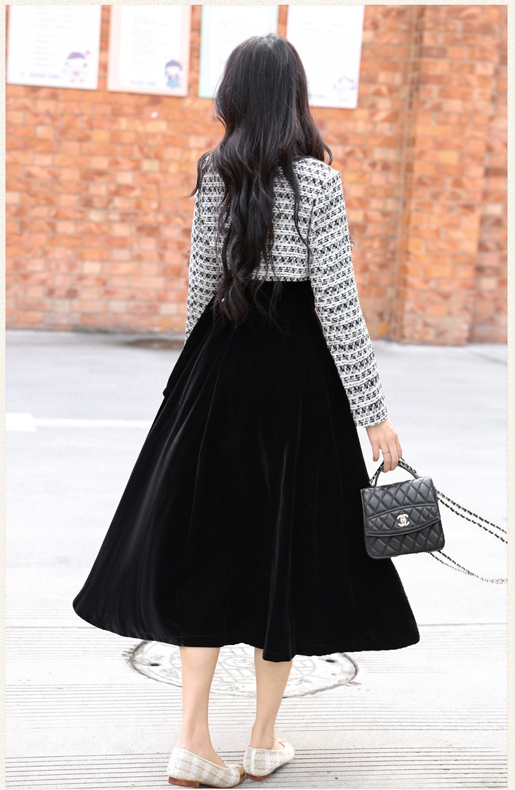 Autumn Pseudo-two long dress chanelstyle dress for women - Image 6