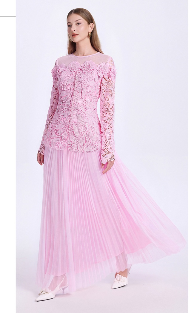 Gauze stereoscopic pinched waist tops jacquard slim skirt - Image 5