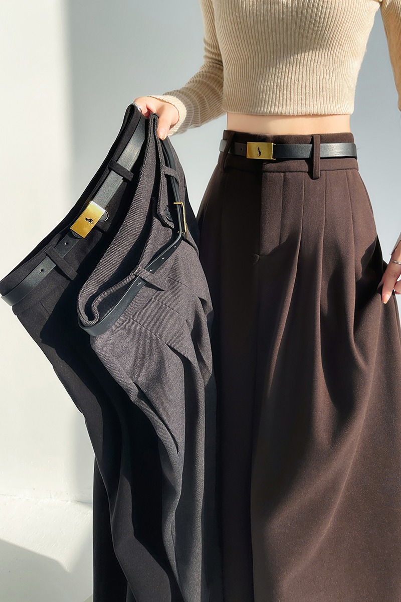 High waist drape trousers woolen mopping pants for women - Image 2