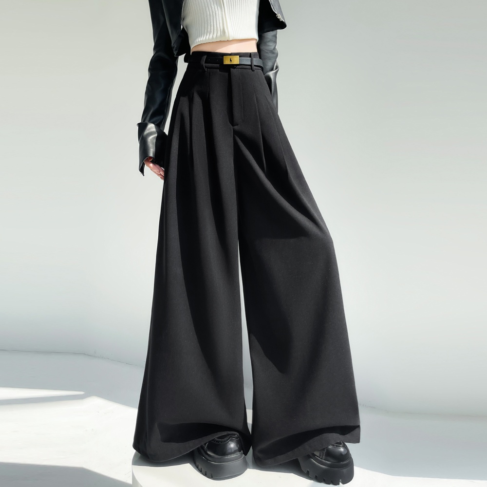 High waist drape trousers woolen mopping pants for women - Image 3