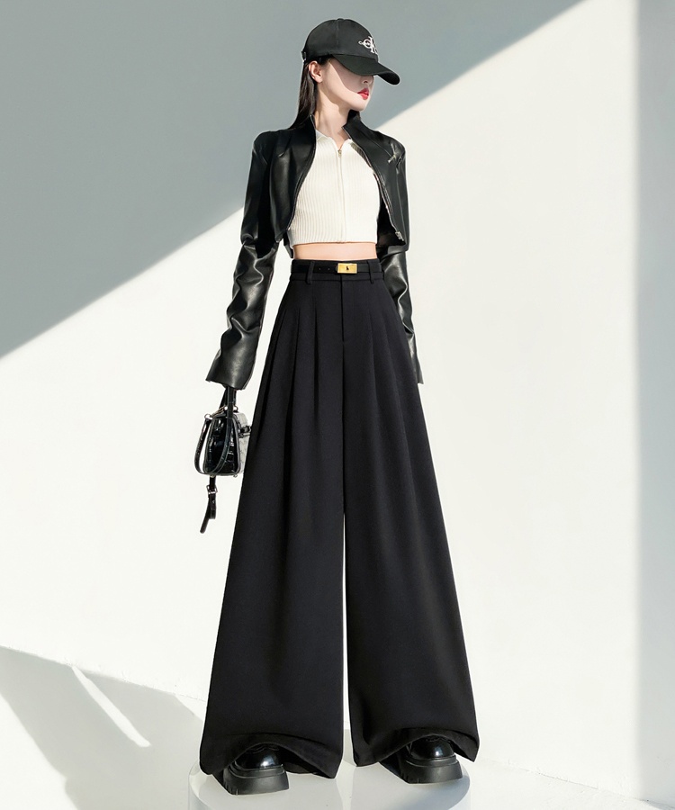 High waist drape trousers woolen mopping pants for women - Image 4